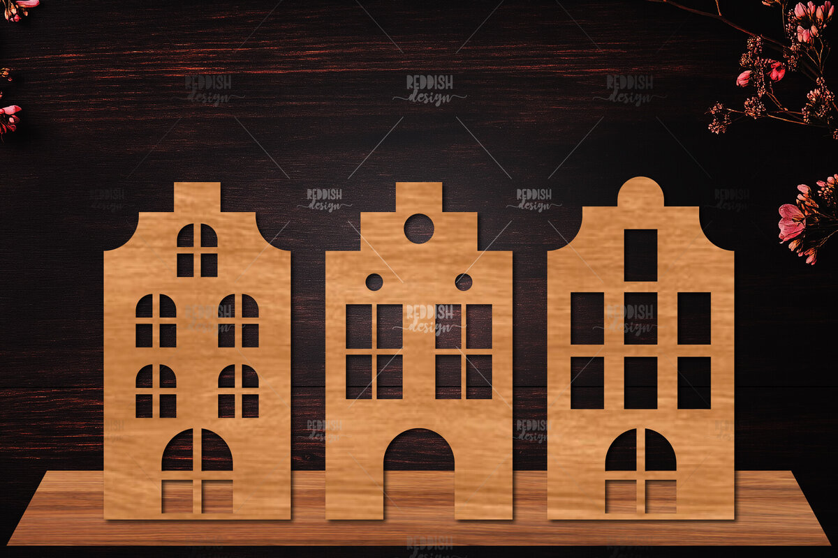 Σετ των 2 Intra απο ξύλο plywood 3mm-4mm πάχος Τρισδιάστατη βάση κοπής με λέιζερ σπιτιού Διακόσμηση σπιτιού Δίασταση 15x15 cm INTRAFABR-122870236