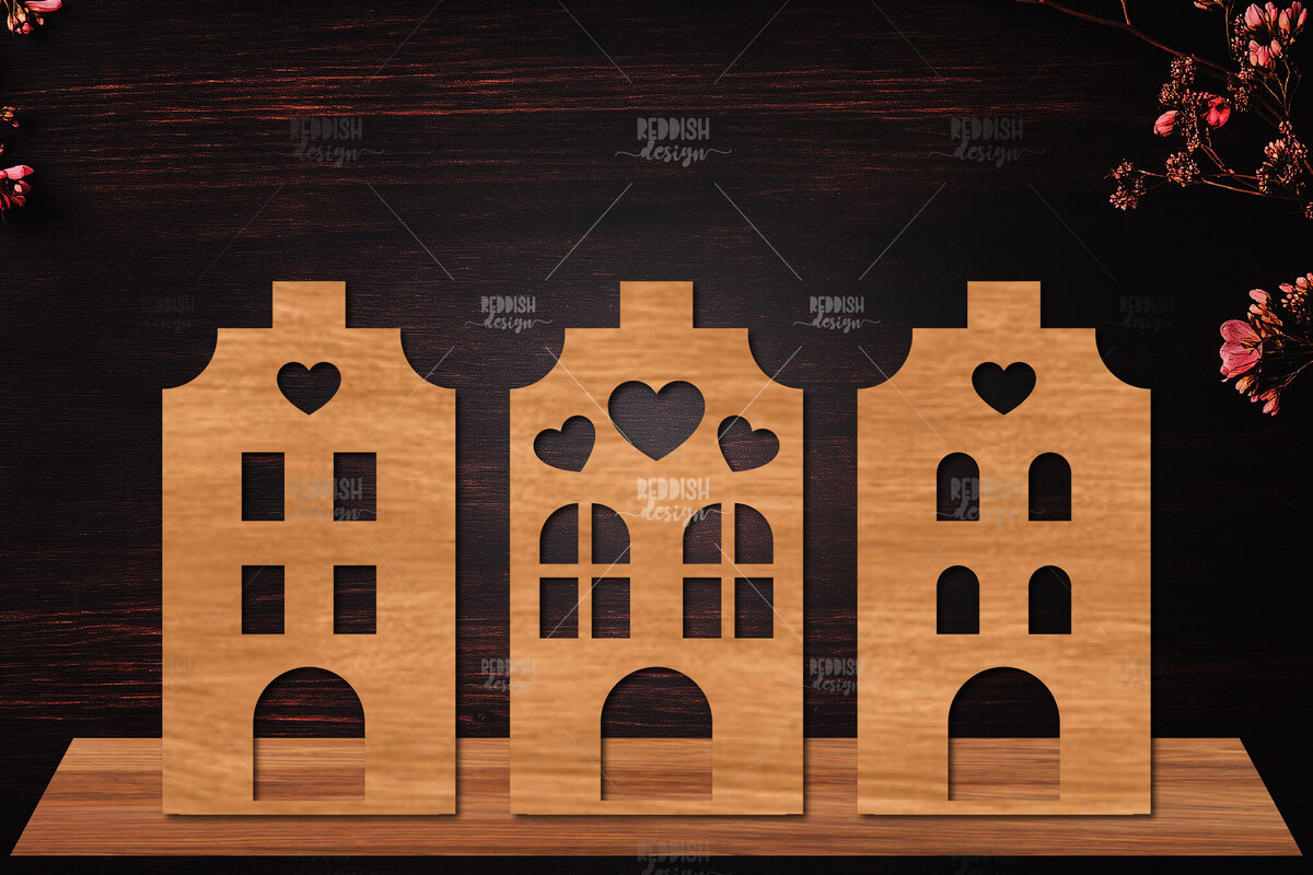 Σετ των 2 Intra απο ξύλο plywood 3mm-4mm πάχος Τρισδιάστατη βάση κοπής με λέιζερ σπιτιού Διακόσμηση σπιτιού Δίασταση 15x15 cm INTRAFABR-122870161