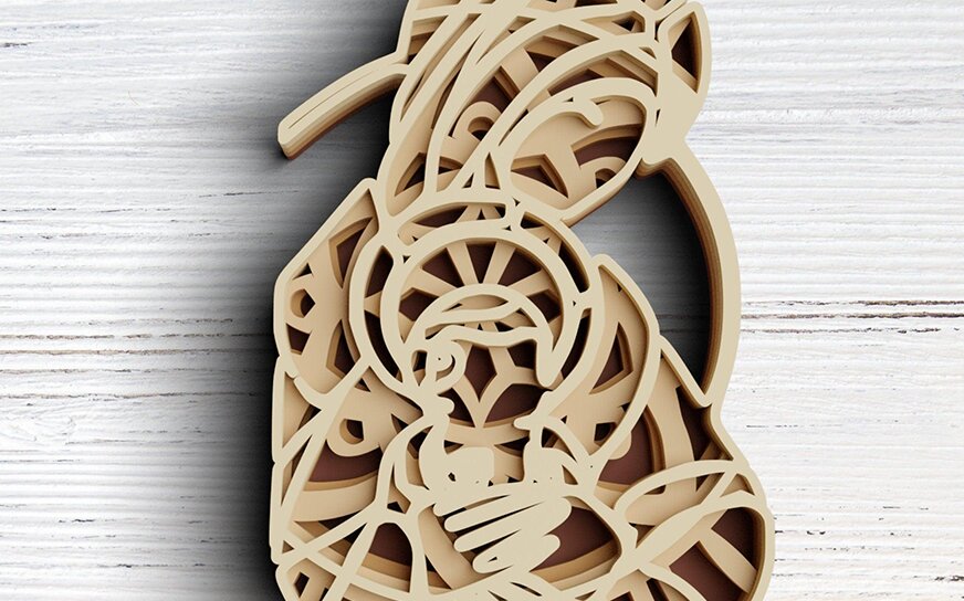 Intra απο ξύλο plywood 3mm-4mm πάχος 3D Infant Jesus and Mary 4 Layers Δίασταση 30x30 cm INTRAFABR-77143494