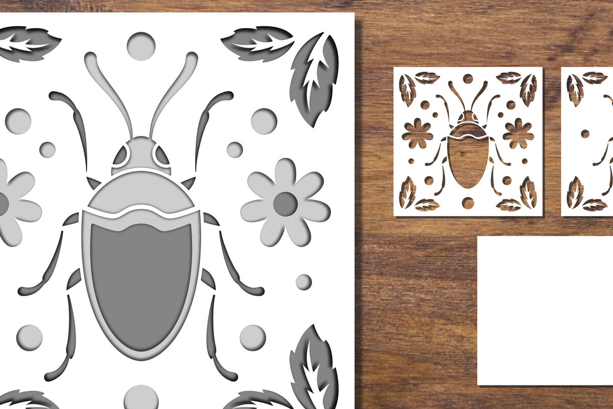 Σετ των 2 Intra απο ξύλο plywood 3mm-4mm πάχος 3D Papercut με στρώματα εντόμων 3 Δίασταση 15x15 cm INTRAFABR-91701185