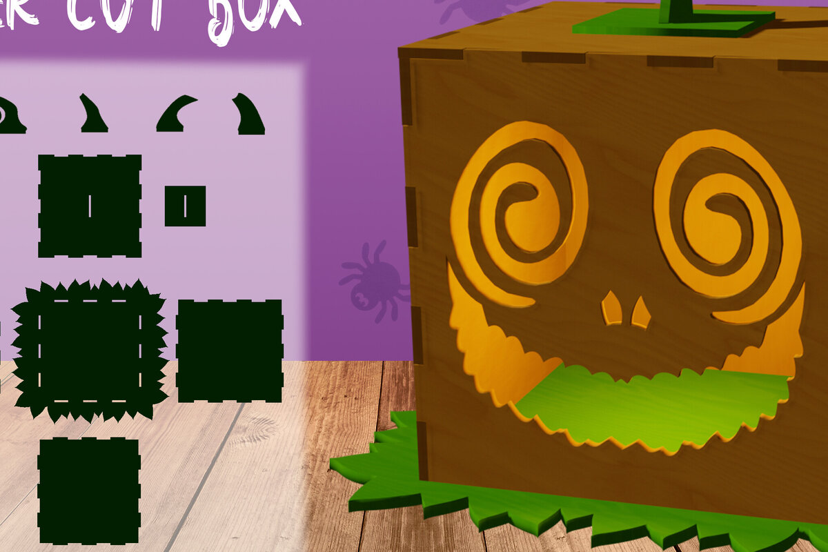 Σετ των 2 Intra απο ξύλο plywood 3mm-4mm πάχος Τρισδιάστατη Jack O Δίασταση 15x15 cm INTRAFABR-78569920