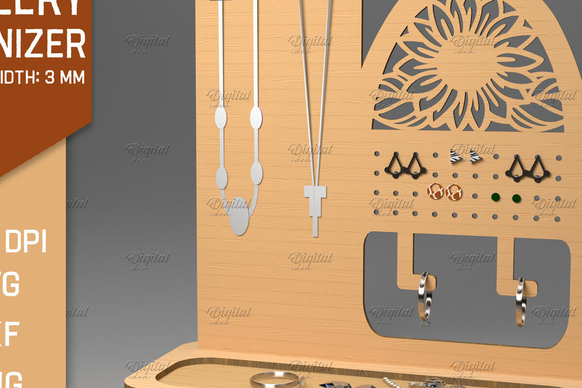 Intra απο ξύλο plywood 3mm-4mm πάχος Οργανωτής 3D κοσμημάτων. Οθόνη κοπής με λέιζερ Δίασταση 30x20 cm INTRAFABR-83369314