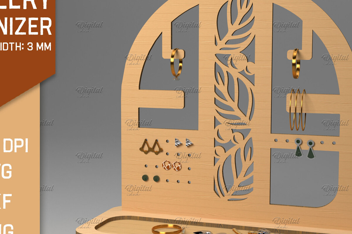 Intra απο ξύλο plywood 3mm-4mm πάχος Οργανωτής 3D κοσμημάτων. Οθόνη κοπής με λέιζερ Δίασταση 30x20 cm INTRAFABR-83372331