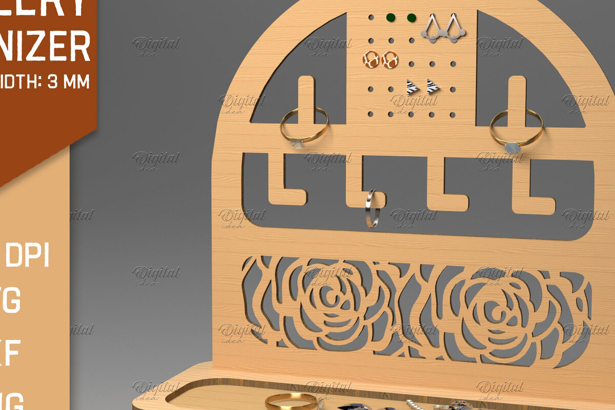 Intra απο ξύλο plywood 3mm-4mm πάχος Οργανωτής 3D κοσμημάτων. Οθόνη κοπής με λέιζερ Δίασταση 30x20 cm INTRAFABR-83369126