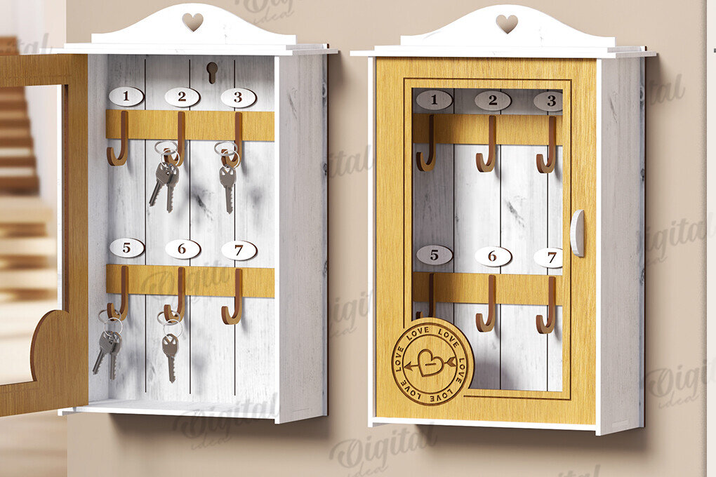 Intra απο ξύλο plywood 3mm-4mm πάχος 3D Key Organizer Box Δίασταση 30x20 cm INTRAFABR-121599044