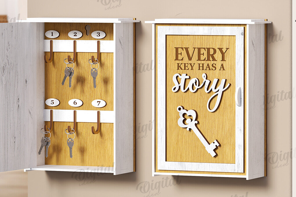 Intra απο ξύλο plywood 3mm-4mm πάχος 3D Key Organizer Box Δίασταση 30x20 cm INTRAFABR-121599111