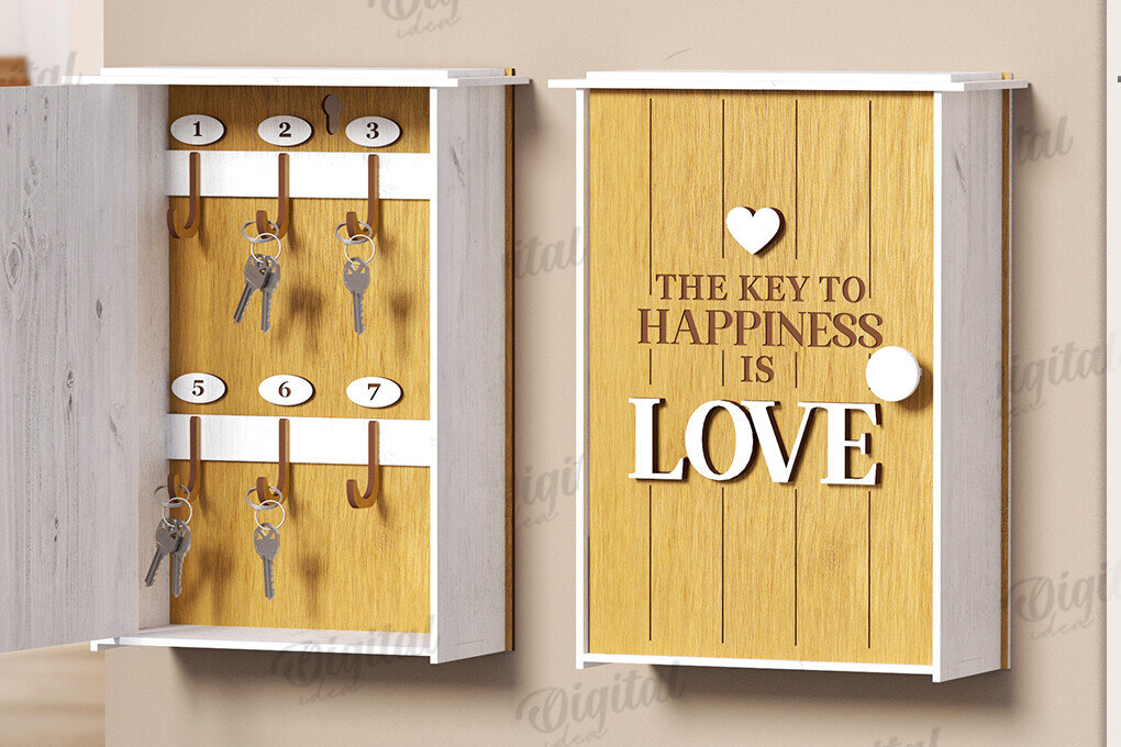 Intra απο ξύλο plywood 3mm-4mm πάχος 3D Key Organizer Box Δίασταση 30x20 cm INTRAFABR-121599324