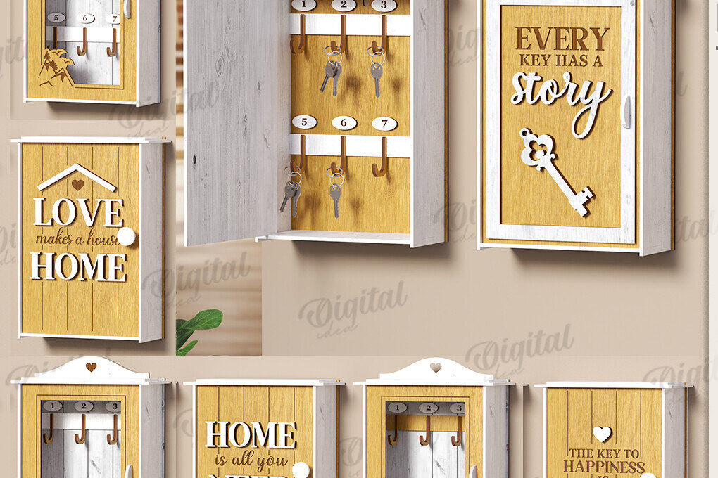 Intra απο ξύλο plywood 3mm-4mm πάχος 3D Key Organizer Box κοπής με λέιζερ Δίασταση 30x20 cm INTRAFABR-121420385