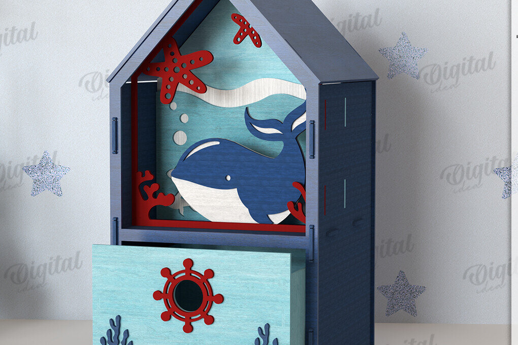 Intra απο ξύλο plywood 3mm-4mm πάχος 3D Kids House Box Δίασταση 30x20 cm INTRAFABR-123359025