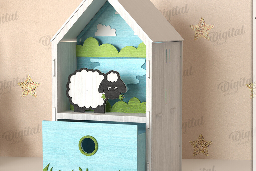 Intra απο ξύλο plywood 3mm-4mm πάχος 3D Kids House Box Δίασταση 30x20 cm INTRAFABR-123359145