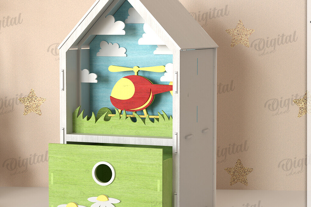Intra απο ξύλο plywood 3mm-4mm πάχος 3D Kids House Box Δίασταση 30x20 cm INTRAFABR-123359243
