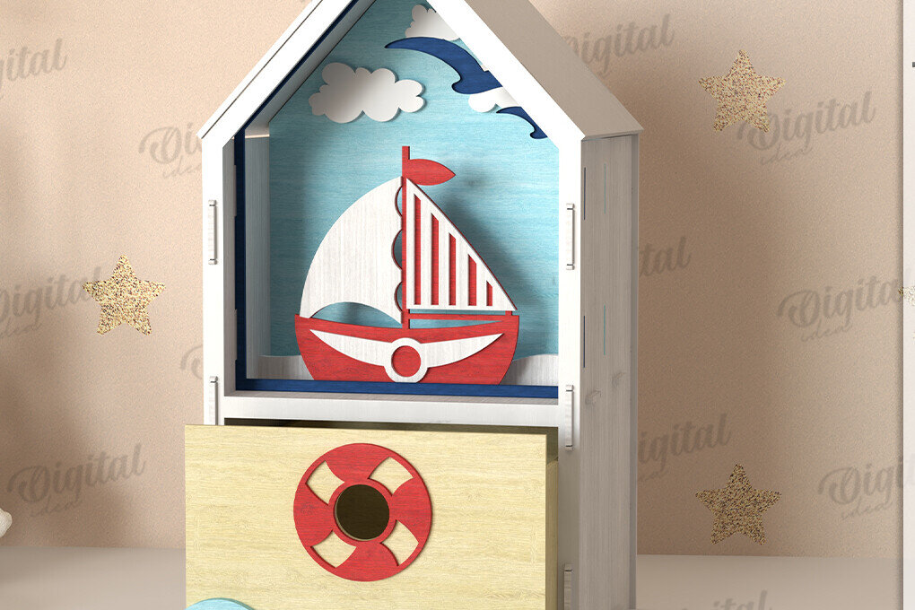 Intra απο ξύλο plywood 3mm-4mm πάχος 3D Kids House Box Δίασταση 30x20 cm INTRAFABR-123359351