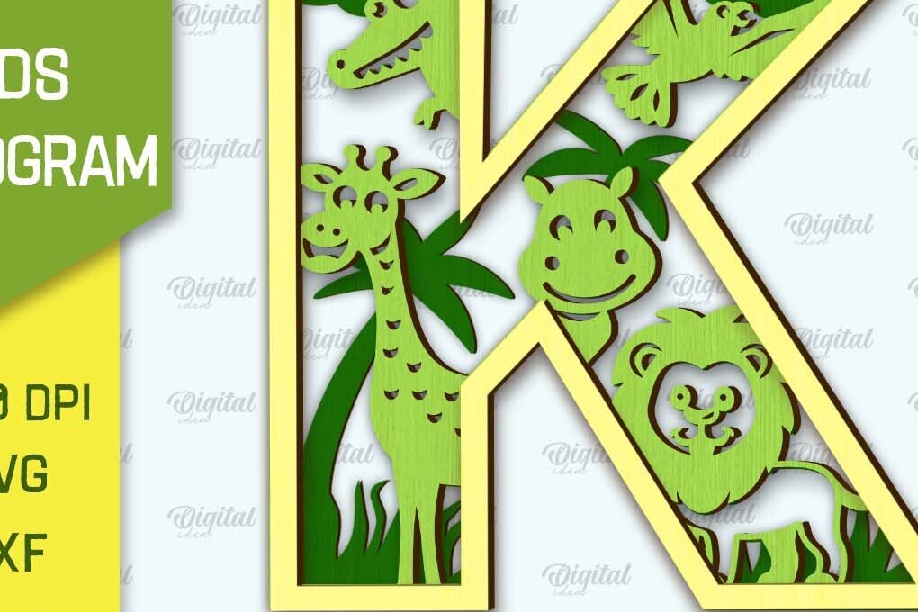 Intra απο ξύλο plywood 3mm-4mm πάχος Τρισδιάστατο μονόγραμμα με λέιζερ για παιδιά Letter K Δίασταση 30x20 cm INTRAFABR-106192782