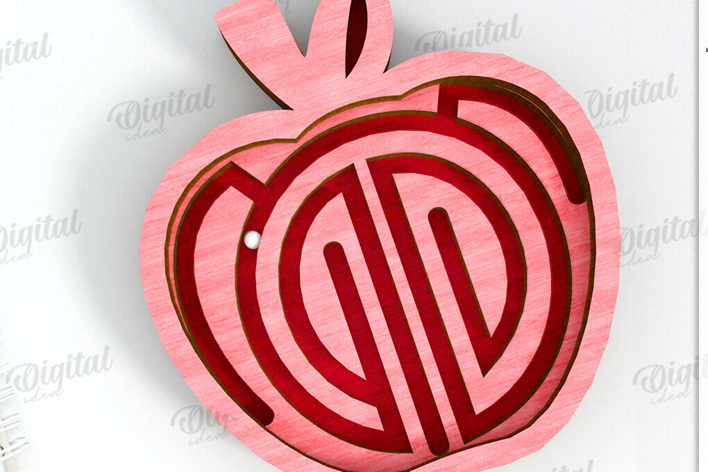 Σετ των 3 Intra απο ξύλο plywood 3mm-4mm πάχος 3D Kids Maze Toy . Apple Δίασταση 6x6 cm INTRAFABR-121526608