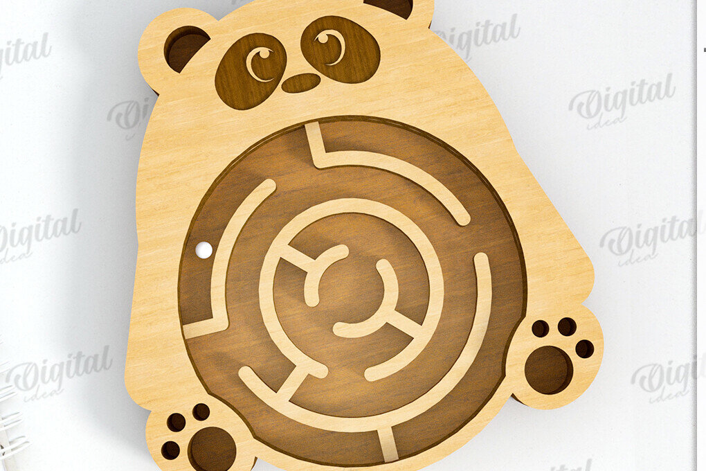 Σετ των 3 Intra απο ξύλο plywood 3mm-4mm πάχος 3D Kids Maze Toy . Αρκούδα Δίασταση 6x6 cm INTRAFABR-121527689