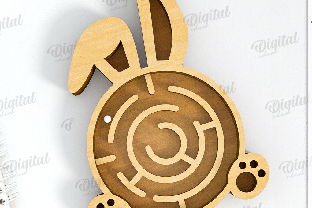 Σετ των 3 Intra απο ξύλο plywood 3mm-4mm πάχος 3D Kids Maze Toy . Κουνέλι Δίασταση 6x6 cm INTRAFABR-121527311