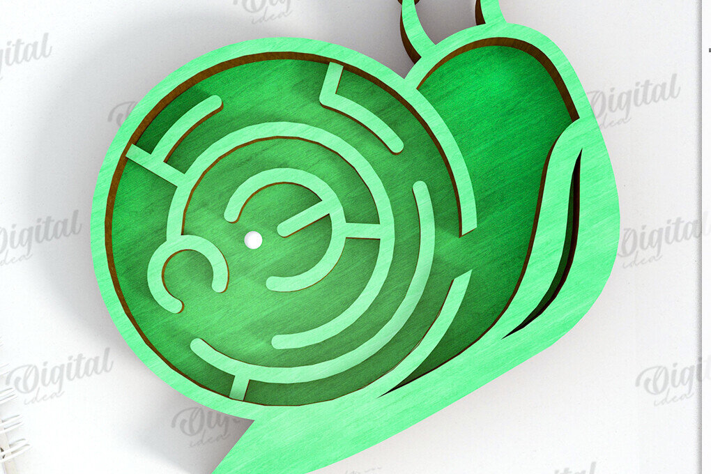 Σετ των 3 Intra απο ξύλο plywood 3mm-4mm πάχος 3D Kids Maze Toy . Σαλιγκάρι Δίασταση 6x6 cm INTRAFABR-121526209