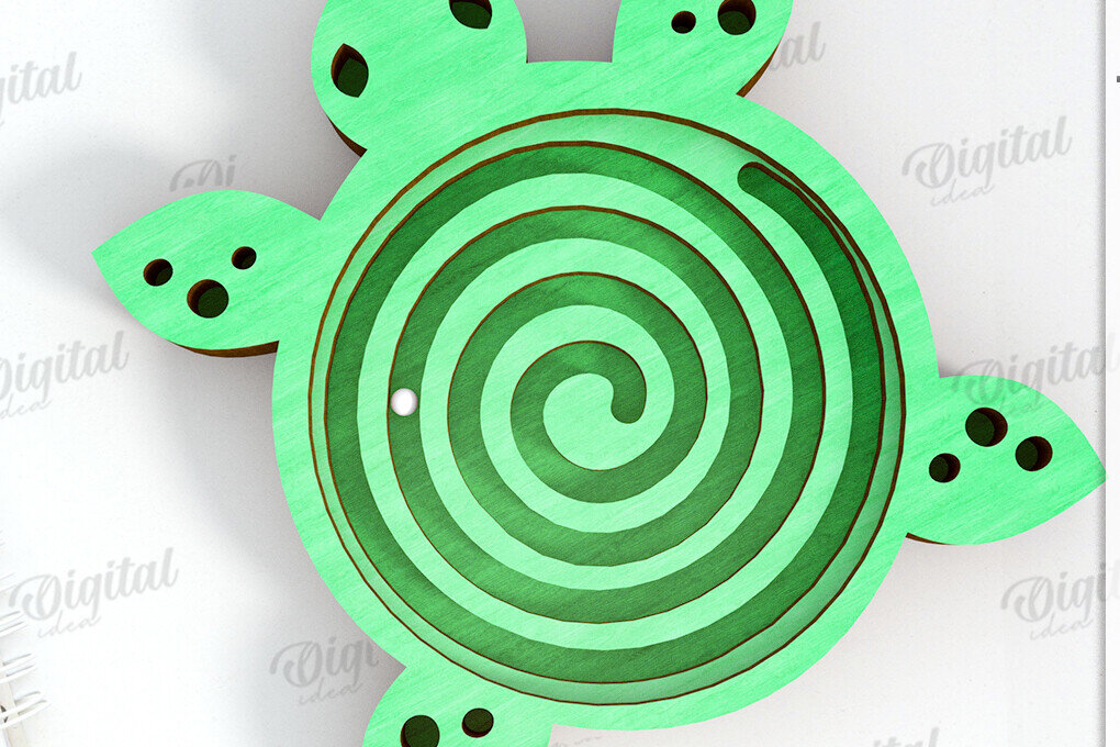 Σετ των 3 Intra απο ξύλο plywood 3mm-4mm πάχος 3D Kids Maze Toy . Χελώνα Δίασταση 6x6 cm INTRAFABR-121526946