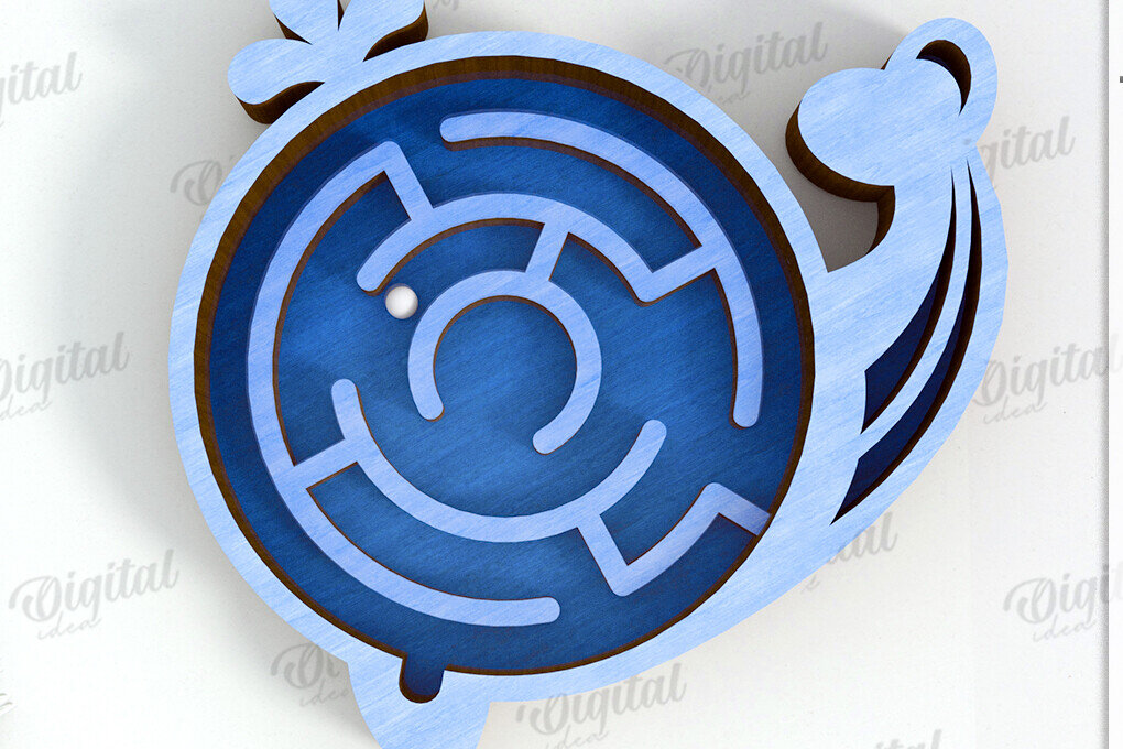 Σετ των 3 Intra απο ξύλο plywood 3mm-4mm πάχος 3D Kids Maze Toy . Φάλαινα Δίασταση 6x6 cm INTRAFABR-121524879