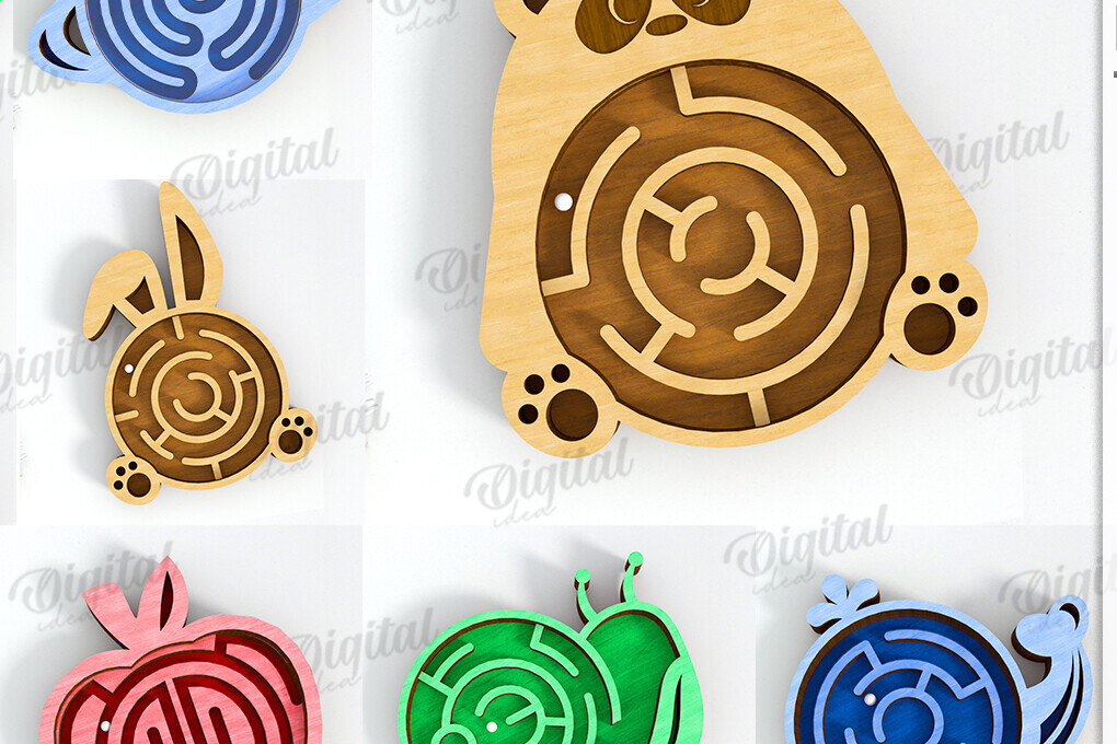 Σετ των 3 Intra απο ξύλο plywood 3mm-4mm πάχος 3D Kids Maze Toys  Δίασταση 6x6 cm INTRAFABR-121600217