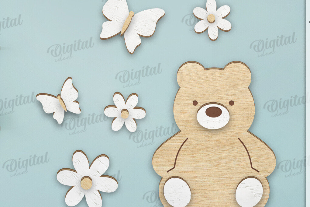 Intra απο ξύλο plywood 3mm-4mm πάχος Τρισδιάστατη διακόσμηση τοίχου παιδικού σταθμού με λέιζερ Δίασταση 30x20 cm INTRAFABR-122453634