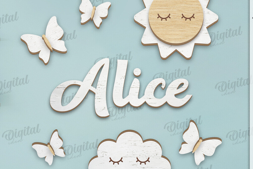 Intra απο ξύλο plywood 3mm-4mm πάχος Τρισδιάστατη διακόσμηση τοίχου παιδικού σταθμού με λέιζερ Δίασταση 30x20 cm INTRAFABR-122453528