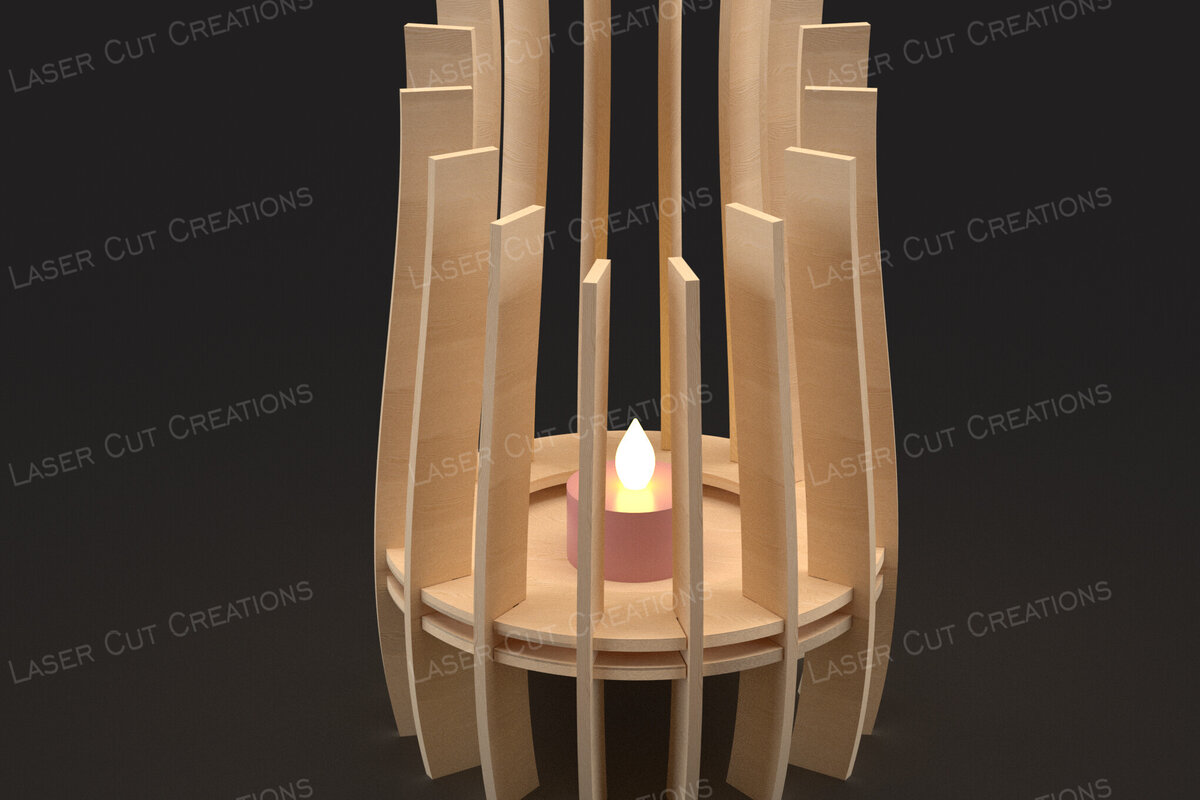 Intra απο ξύλο plywood 3mm-4mm πάχος Τρισδιάστατο φανάρι κεριού κοπής με λέιζερ Δίασταση 30x20 cm INTRAFABR-125082692