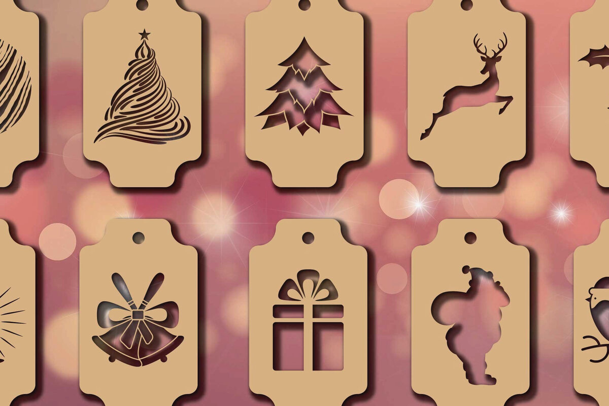 Σετ των 2 Intra απο ξύλο plywood 3mm-4mm πάχος Ετικέτα δώρου Χριστουγέννων τρισδιάστατη , κοπή Δίασταση 15x15 cm INTRAFABR-19245097