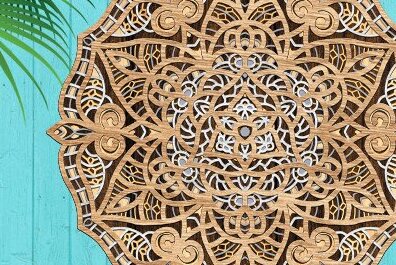 Intra απο ξύλο plywood 3mm-4mm πάχος Τρισδιάστατο λουλούδι Mandala κομμένο με λέιζερ Δίασταση 30x30 cm INTRAFABR-33886627