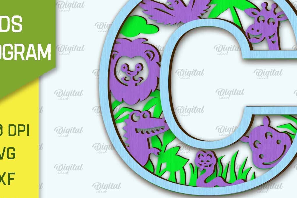 Intra απο ξύλο plywood 3mm-4mm πάχος Τρισδιάστατο μονόγραμμα κοπής με λέιζερ Γράμμα C Δίασταση 30x20 cm INTRAFABR-105697277