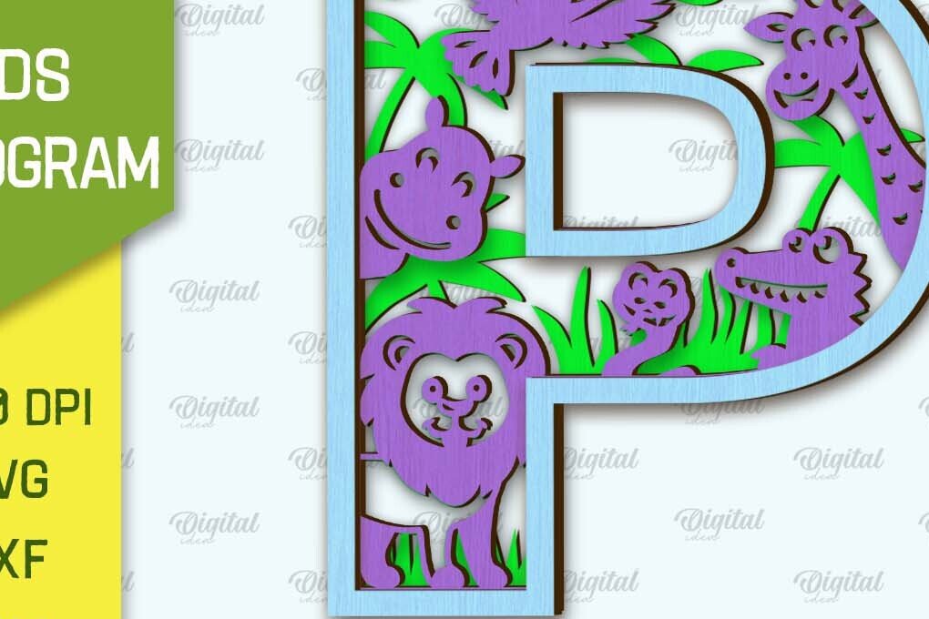 Intra απο ξύλο plywood 3mm-4mm πάχος Τρισδιάστατο μονόγραμμα κοπής με λέιζερ Letter P Δίασταση 30x20 cm INTRAFABR-107423891