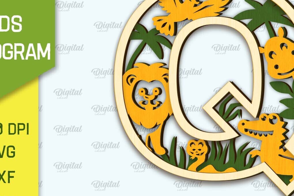 Intra απο ξύλο plywood 3mm-4mm πάχος Τρισδιάστατο μονόγραμμα κοπής με λέιζερ Letter Q Δίασταση 30x20 cm INTRAFABR-107423939