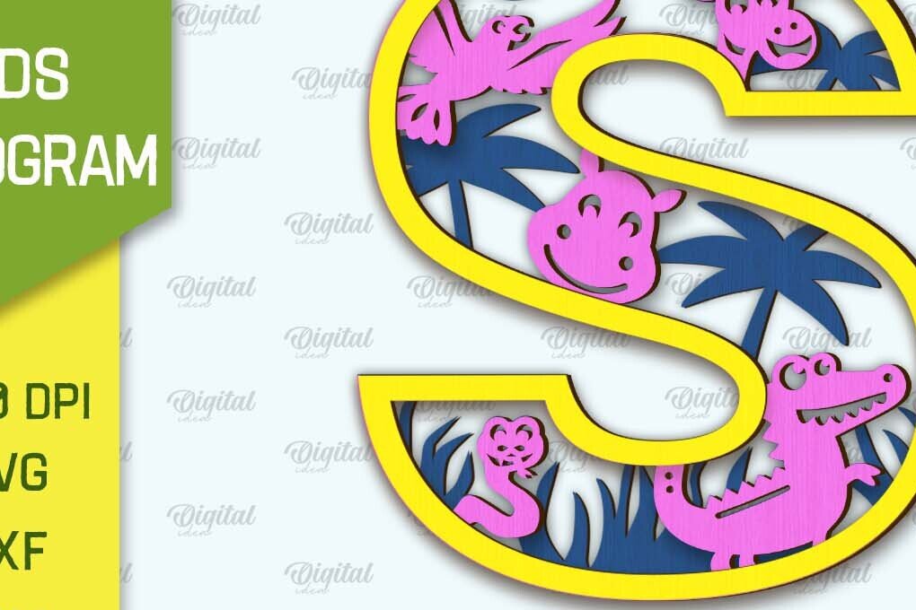 Intra απο ξύλο plywood 3mm-4mm πάχος Τρισδιάστατο μονόγραμμα κοπής με λέιζερ Letter S Δίασταση 30x20 cm INTRAFABR-108297114