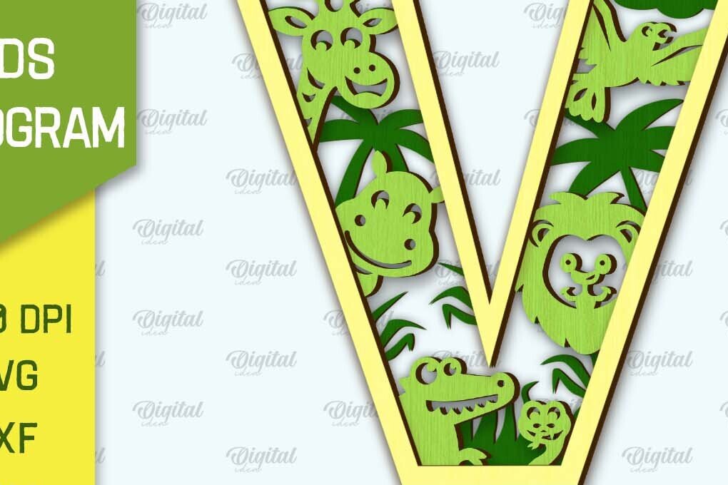 Intra απο ξύλο plywood 3mm-4mm πάχος Τρισδιάστατο μονόγραμμα κοπής με λέιζερ Letter V Δίασταση 30x20 cm INTRAFABR-108297865