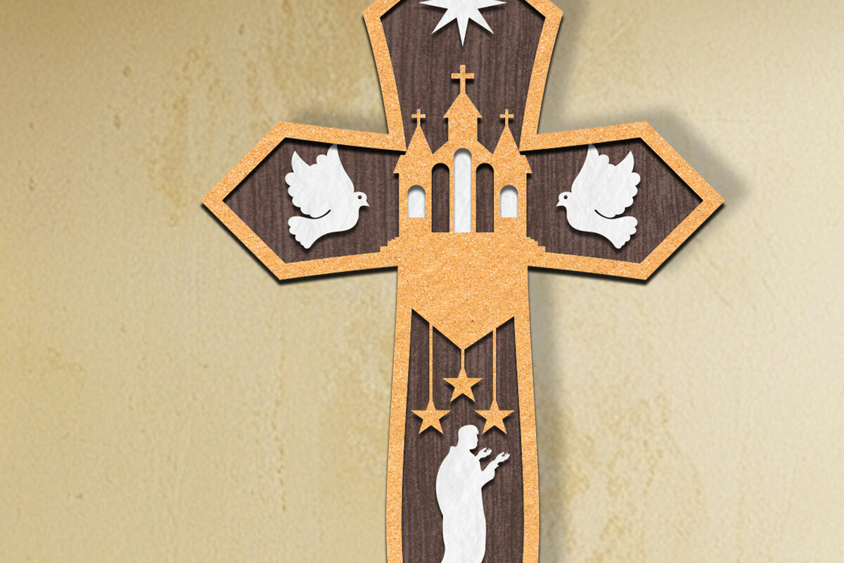 Intra απο ξύλο plywood 3mm-4mm πάχος Τρισδιάστατη πινακίδα σταυρού γέννησης με λέιζερ Δίασταση 30x20 cm INTRAFABR-112031555