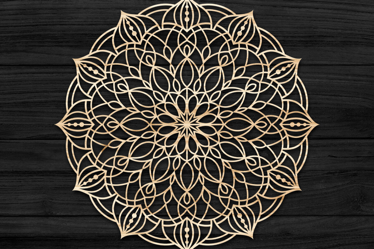 Σετ των 2 Intra απο ξύλο plywood 3mm-4mm πάχος Τρισδιάστατη , Mandala Δίασταση 30x30 cm INTRAFABR-73704386