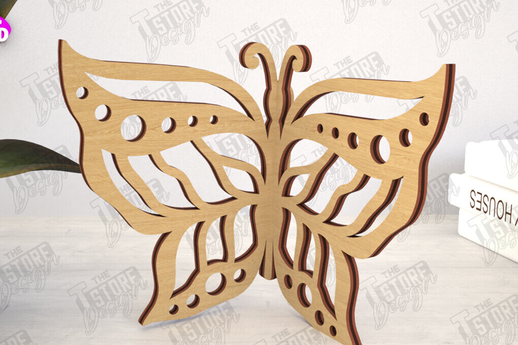 Intra απο ξύλο plywood 3mm-4mm πάχος 3D  Decor | Σχήμα πεταλούδας | CNC Δίασταση 30x20 cm INTRAFABR-113992046