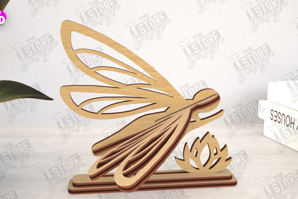 Intra απο ξύλο plywood 3mm-4mm πάχος 3D  Decor | Σχήμα Dragonfly | CNC Δίασταση 30x20 cm INTRAFABR-113992040