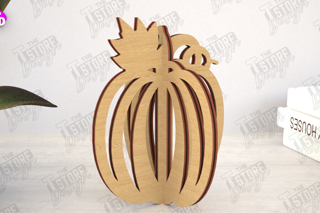 Intra απο ξύλο plywood 3mm-4mm πάχος 3D  Decor | Σχήμα κολοκύθας | CNC Δίασταση 30x20 cm INTRAFABR-113992030