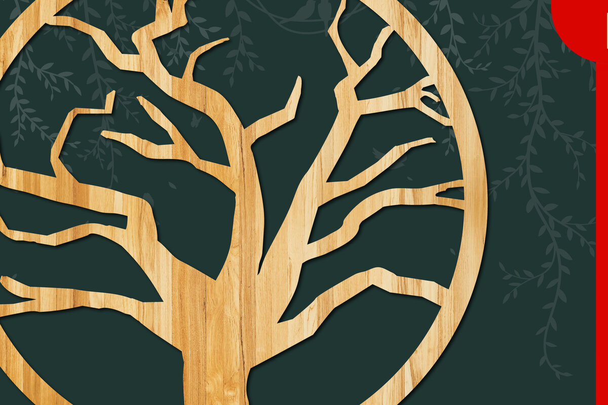 Σετ των 2 Intra απο ξύλο plywood 3mm-4mm πάχος Τρισδιάστατο λέιζερ/χαρτί Κόψτε δέντρο σε κύκλο Δίασταση 15x15 cm INTRAFABR-23332596