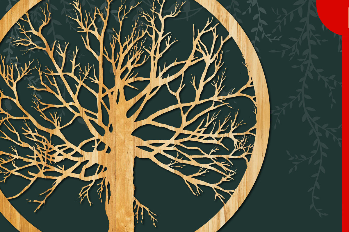 Σετ των 2 Intra απο ξύλο plywood 3mm-4mm πάχος Τρισδιάστατο λέιζερ/χαρτί Κόψτε δέντρο σε κύκλο Δίασταση 15x15 cm INTRAFABR-23333115