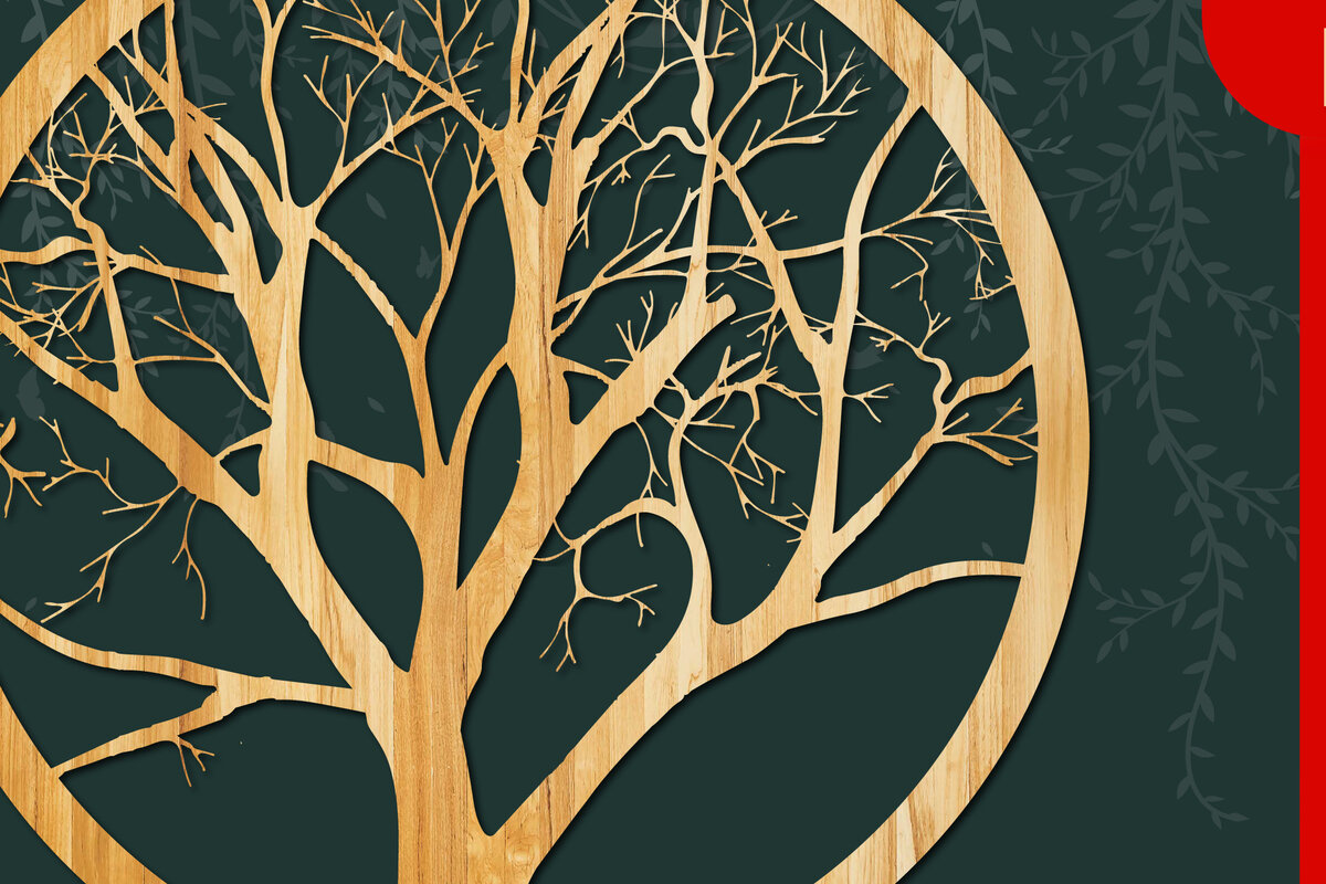 Σετ των 3 Intra απο ξύλο plywood 3mm-4mm πάχος Τρισδιάστατο λέιζερ/χαρτί Κόψτε δέντρο σε κύκλο Δίασταση 15x15 cm INTRAFABR-23333220