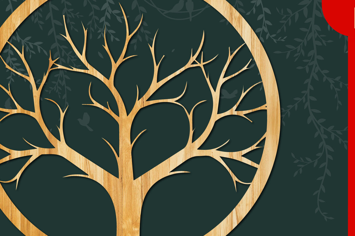 Σετ των 2 Intra απο ξύλο plywood 3mm-4mm πάχος Τρισδιάστατο λέιζερ/χαρτί Κόψτε δέντρο σε κύκλο Δίασταση 15x15 cm INTRAFABR-23302701