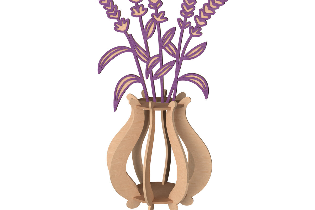 Intra απο ξύλο plywood 3mm-4mm πάχος Τρισδιάστατο βάζο λεβάντας Δίασταση 30x20 cm INTRAFABR-111957291