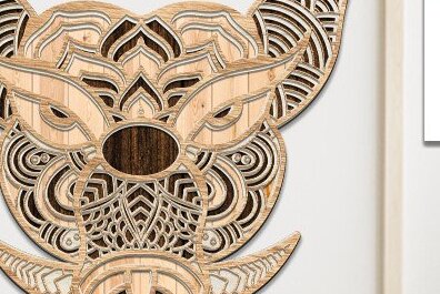 Intra απο ξύλο plywood 3mm-4mm πάχος Τρισδιάστατη προσώπου ζώων Δίασταση 30x20 cm INTRAFABR-35466539