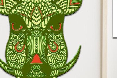 Intra απο ξύλο plywood 3mm-4mm πάχος Τρισδιάστατη προσώπου ζώων Δίασταση 30x20 cm INTRAFABR-35466553