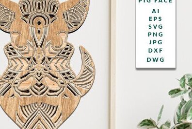 Intra απο ξύλο plywood 3mm-4mm πάχος Τρισδιάστατη προσώπου ζώων Δίασταση 30x20 cm INTRAFABR-35466567