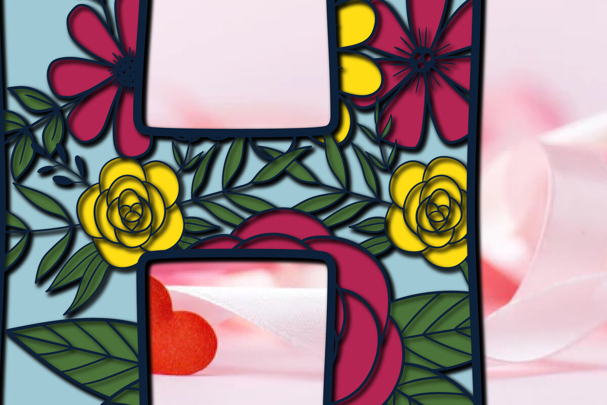 Σετ των 2 Intra απο ξύλο plywood 3mm-4mm πάχος 3d Layer Floral Alphabet H Δίασταση 15x15 cm INTRAFABR-28850378