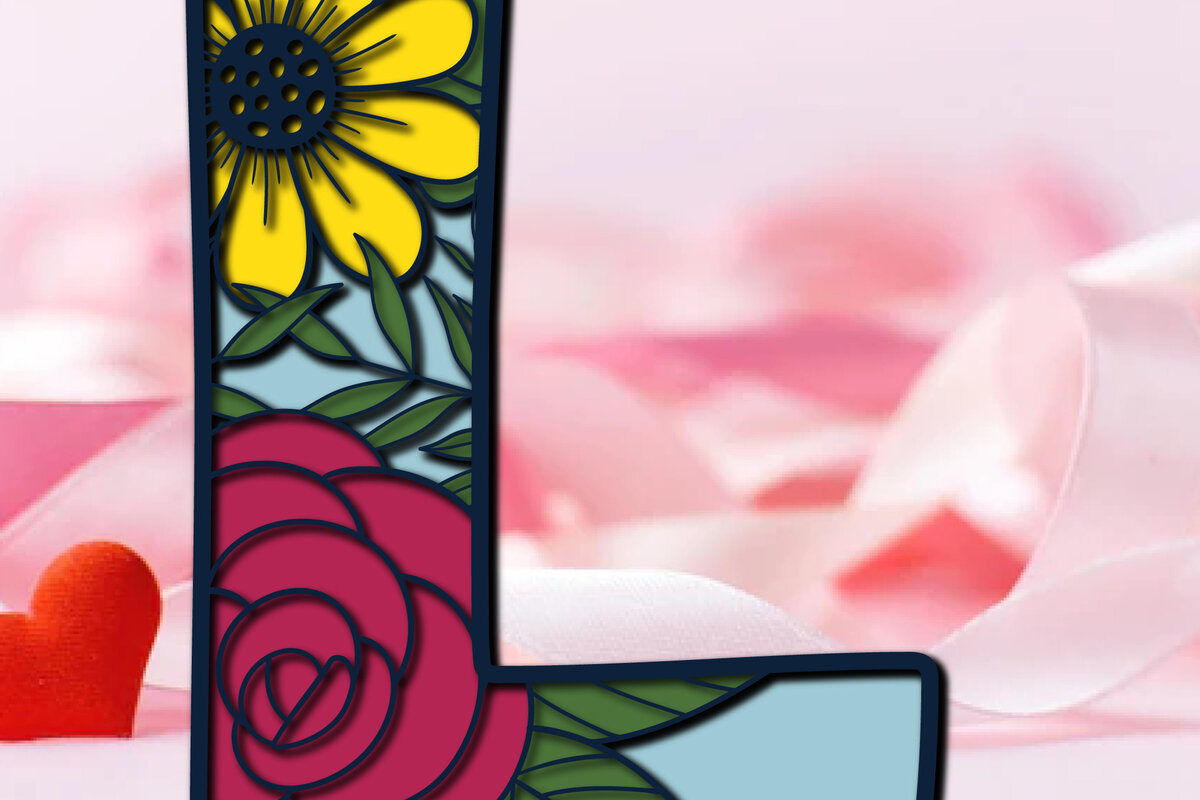 Σετ των 2 Intra απο ξύλο plywood 3mm-4mm πάχος 3d Layer Floral Alphabet L Cut  Δίασταση 15x15 cm INTRAFABR-28851473