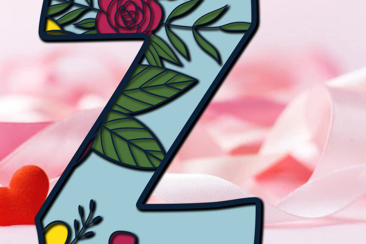 Σετ των 2 Intra απο ξύλο plywood 3mm-4mm πάχος 3d Layer Floral Alphabet Z Δίασταση 15x15 cm INTRAFABR-28881058